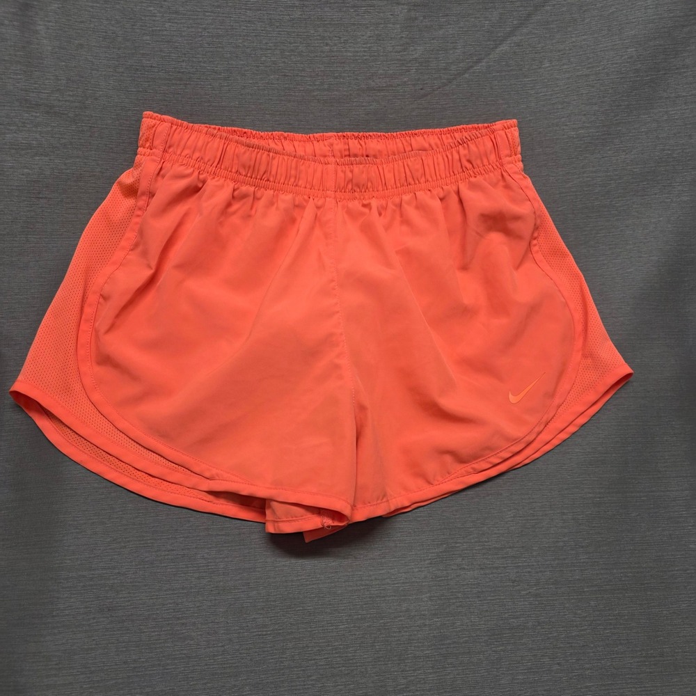 Nike Dri-FIT Womens Running Shorts Coral Orange Mesh Training Athletic Size M